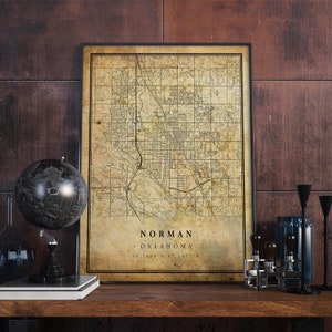 Póster de mapa vintage de Normandía, arte mural, impresión de arte urbano, decoración del hogar antigua, rústica y de estilo antiguo, impresiones de Oklahoma, regalo, VM224