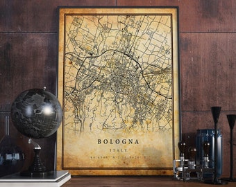 Bologna Vintage Map Poster Wall Art | City Artwork Print | Antique, rustic, old style Home Decor | Italy prints gift | M594