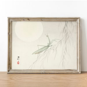 Praying Mantis Print: Vintage Japanese Art Reproduction