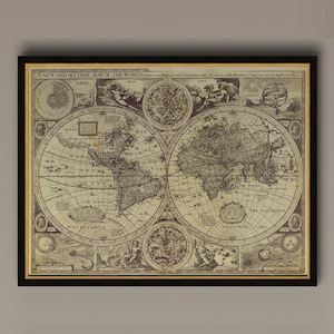 Historic Old World Map vintage map 1626 Old Antique Restoration Style Map Fine Art Print world map art Home Decor Housewarming gift, AM10