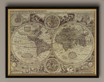 1626 Antique World Map Print: Old World Restoration Style Art