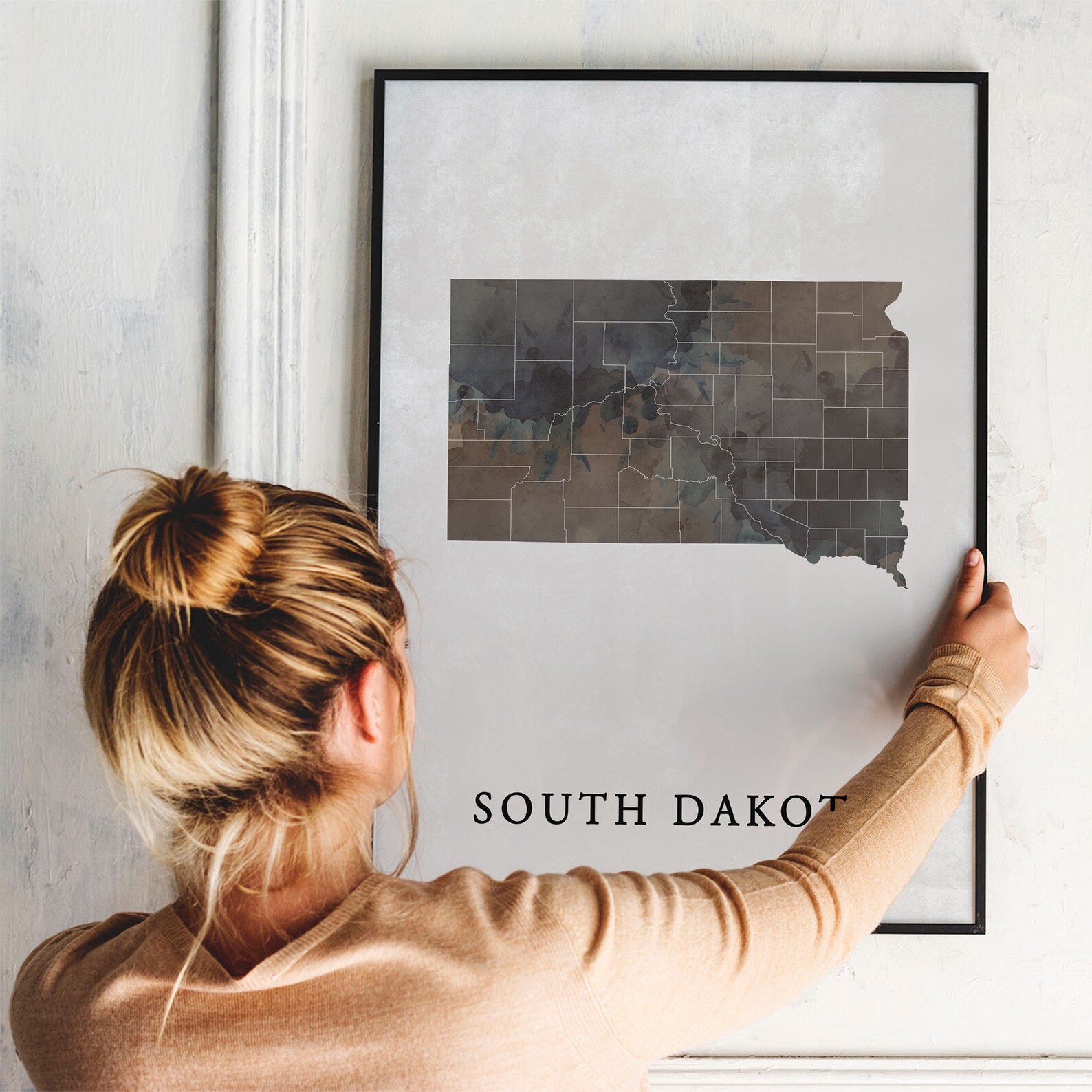 South Dakota Vintage Style Map Print South Dakota Map Poster - Etsy