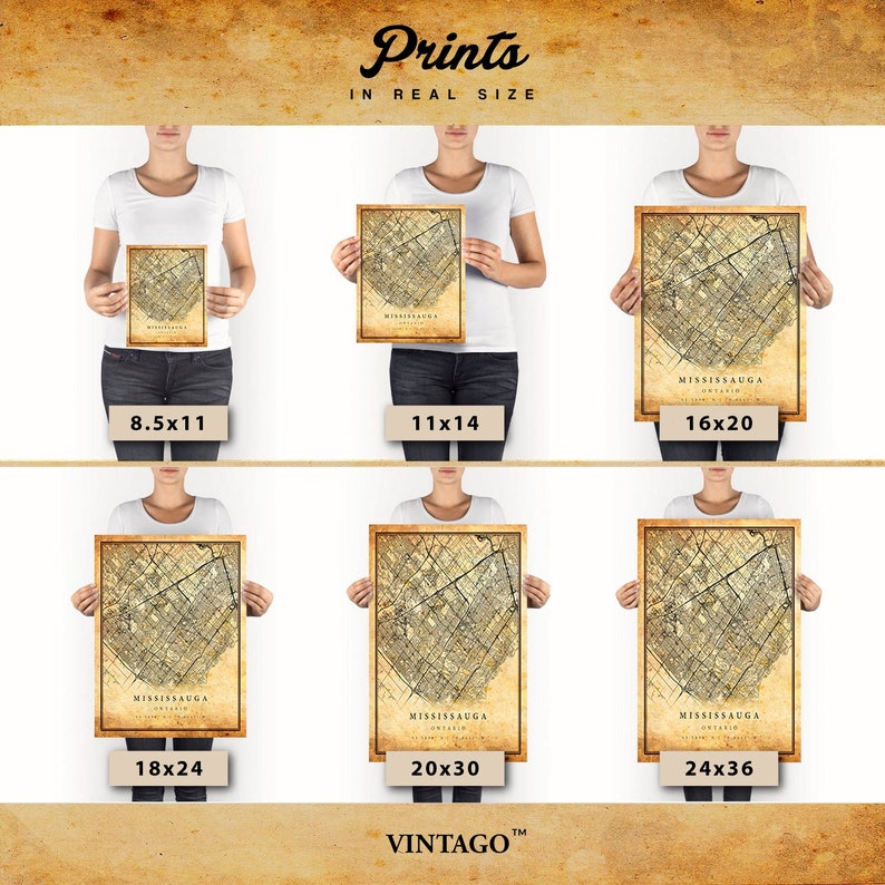 Mississauga Vintage Map Poster Wall Art City Artwork Print Etsy