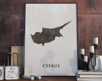 Cyprus vintage style map print, Cyprus map poster,  gift, Cyprus wall art decor, map travel, gift for retirement, VO67