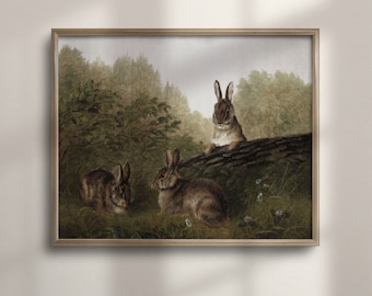 Vintage Bunny Print: Charming Retro Rabbit Nursery Wall Decor