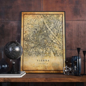 Vienna Vintage Map Poster Wall Art | City Artwork Print | Antique, rustic, old style Home Decor | Austria prints gift | M524