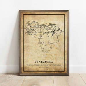 Venezuela vintage map poster print, country street road map wall art, country map print, country gifts, C15-138