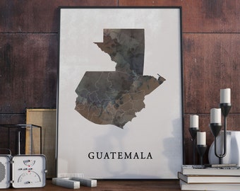 Impresión de mapa de estilo vintage de Guatemala, cartel de mapa de Guatemala, regalo, decoración de arte de pared de Guatemala, viaje vintage, impresiones de viaje, VO118