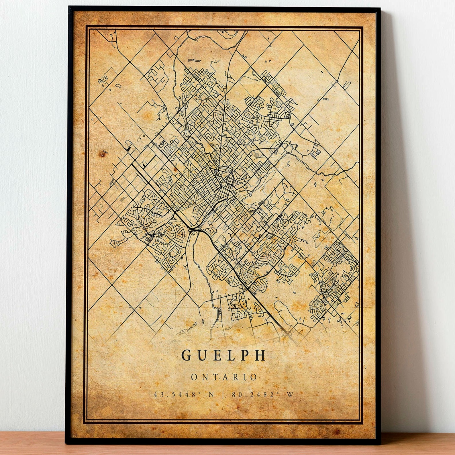 Guelph Vintage Map Poster Wall Art City Artwork Print Etsy