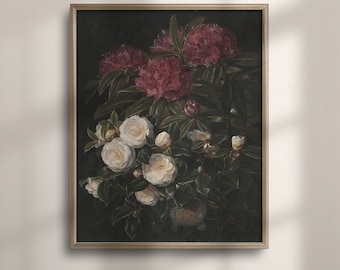 Vintage Floral Oil Painting: Antique Roses Still Life
