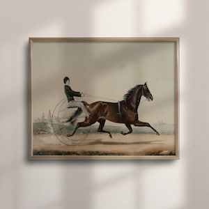 Antique Horse Race Lithograph: Equestrian Art Print for Nursery Wall