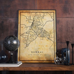Bowral Vintage Map Poster Wall Art | City Artwork Print | Antique, rustic, old style Home Decor | New South Wales prints gift | M449