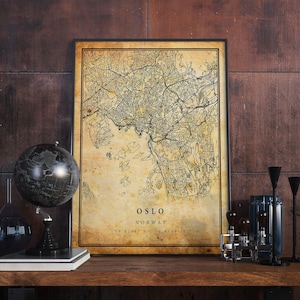 Oslo Vintage Map Poster Wall Art | City Artwork Print | Antique, rustic, old style Home Decor | Norway prints gift | M634