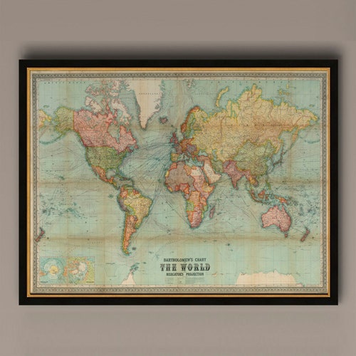 World Map Cavallini High Quality Vintage Poster – 50x70cm - 20x28