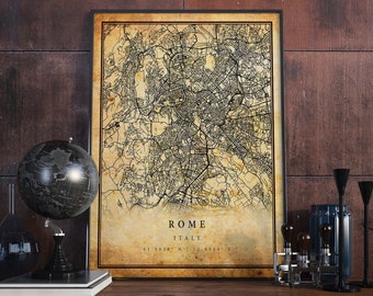 Rome Vintage Map Poster Wall Art | City Artwork Print | Antique, rustic, old style Home Decor | Italy prints gift | M638