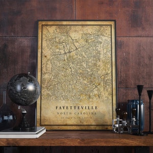 Fayetteville Vintage Karte Poster Wandkunst | Kunstdruck | Antike, rustikale, alte Stil Wohnkultur | North Carolina Drucke Geschenk | VM110