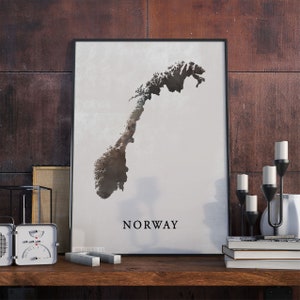 Norway vintage style map print, Norway map poster,  gift, Norway wall art decor, maps and decor, gift home, VO94