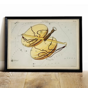 Libra Print, Antique Space Painting, Vintage Drawing Poster Wall Art, Zodiac constellation, zodiac gift, zodiac print | COO823