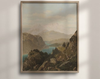 Mountain River Landscape Print: Rustic Cabin Wall Art