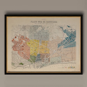 Alte Landkarte Barcelona, Spanien Catalu√ġa 1910 Vintage Landkarte Barcelona, AM31