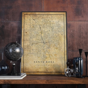 Santa Rosa Vintage Map Poster Wall Art / City Artwork Print / Antique, rustic, old style Home Decor / California prints gift / VM142