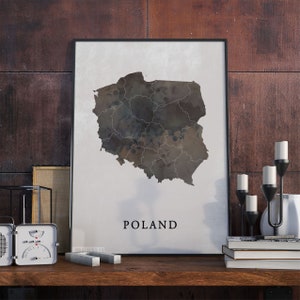 Poland vintage style map print, Poland map poster,  gift, Poland wall art decor, map art print, gift ideas, VO95