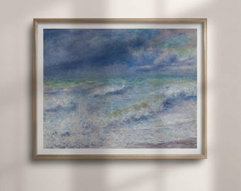 The Wave Print: Pierre-Auguste Renoir Coastal Wall Art, Seascape with Breaking Waves