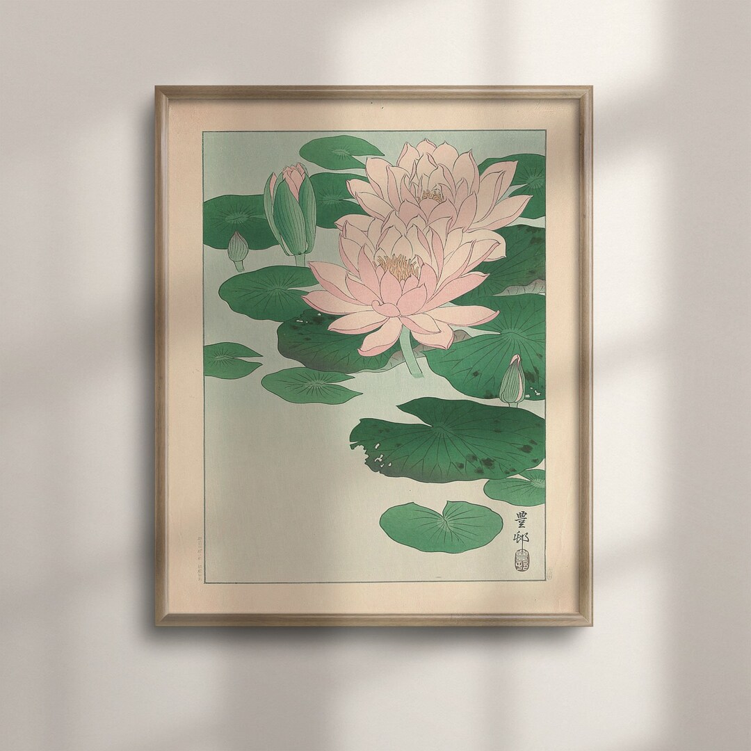 Vintage Japanese Water Lily Print: Asian Botanical Wall Art - Etsy