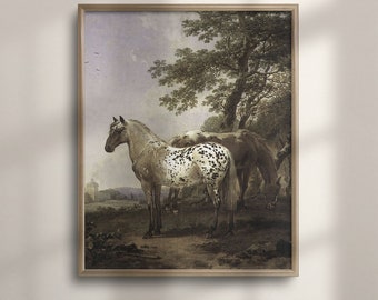 Equestrian Wall Art: Vintage Horse Oil Painting