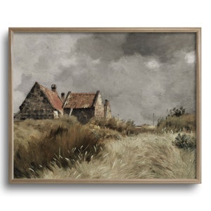 Scenery Oil Painting, Vintage Cottage Landscape Art Print Farmhouse Decor, C16-184