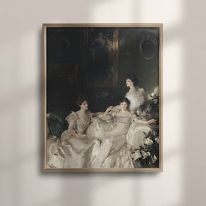 Antique Portrait Painting: Elegant Women, Timeless Home Decor