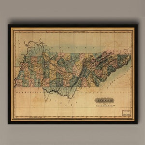 Karte von Tennessee, 1826. Restaurierung Hardware Home Deco Stil alte Wand Vintage Reprint., AM16
