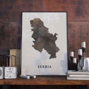 Serbien Karte Vintage Stil, Serbien Karte Poster, Geschenk, Serbien Wandkunst Dekor, Karte Wandkunst, Geschenk neues Zuhause, VO104