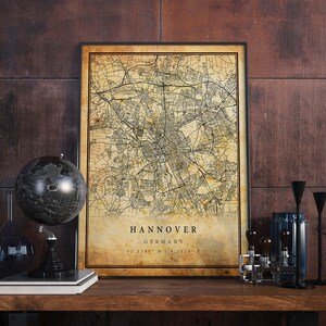 Hannover Vintage Map Poster Wall Art | City Artwork Print | Antique, rustic, old style Home Decor | Germany prints gift | M741