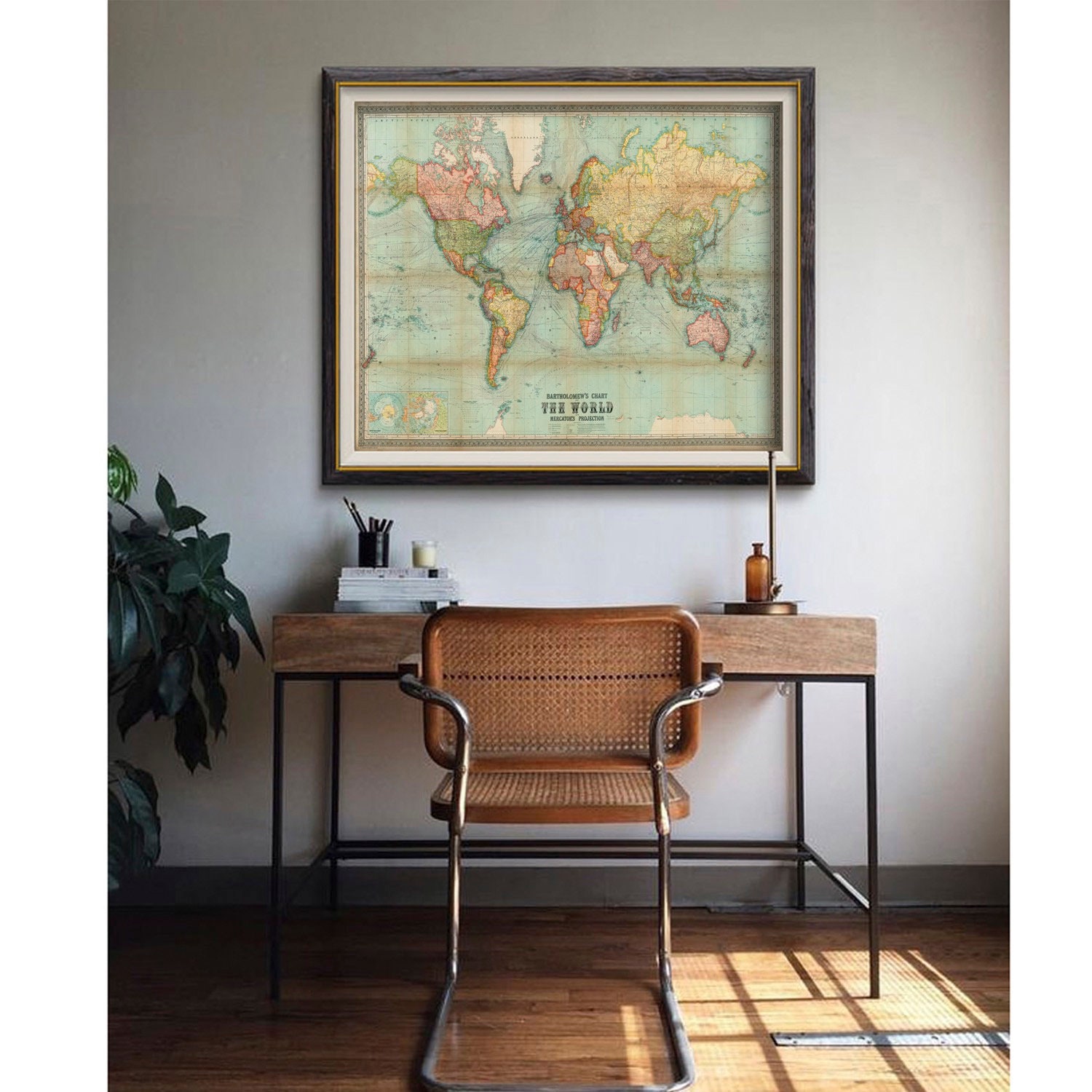 Beautiful World Map Vintage Atlas 1914 Mercator Projection