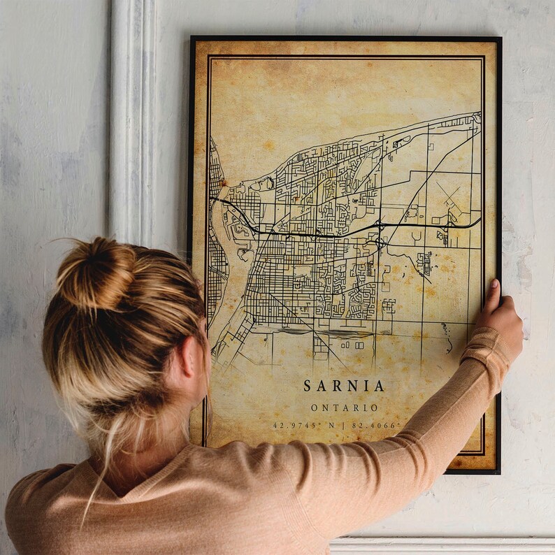 Sarnia Vintage Map Poster Wall Art City Artwork Print Etsy
