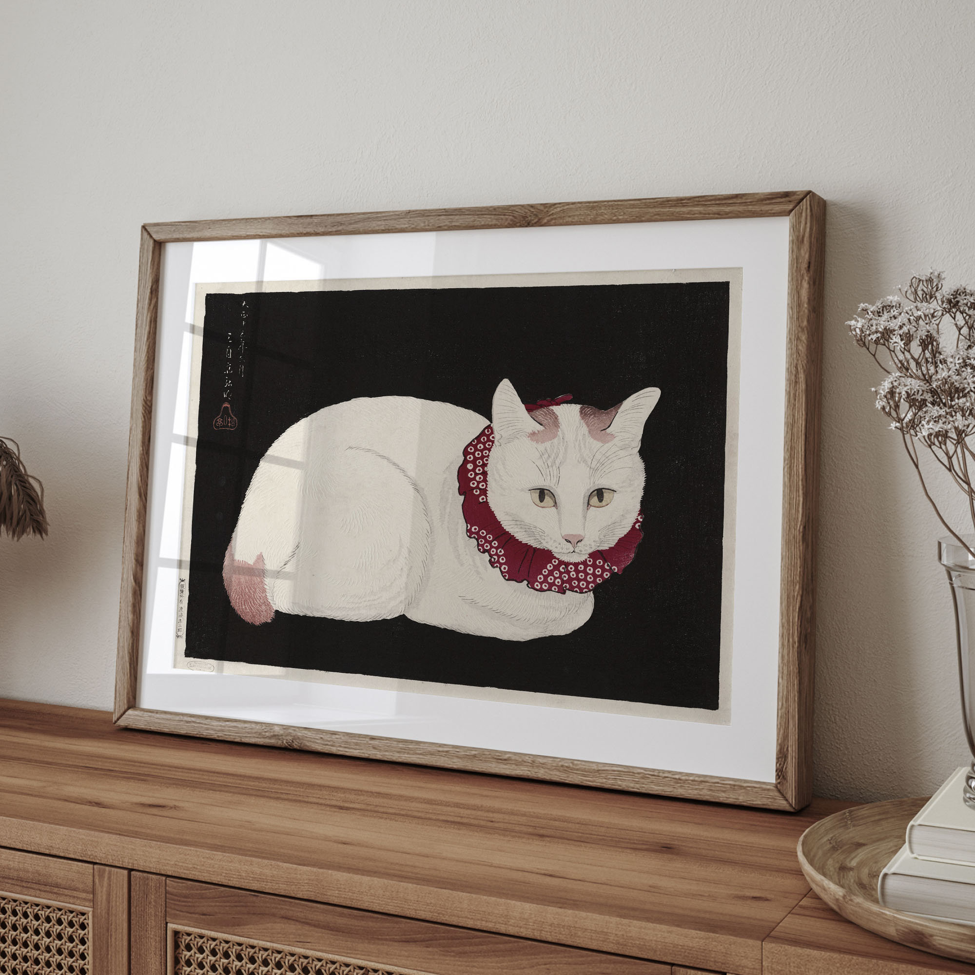 Ukiyo-e White Cat Poster: Japanese Wall Art - Etsy
