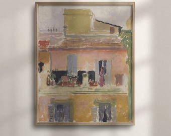 Vintage Italian Print: Rome Terrace, European Garden Wall Art