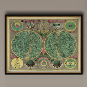 Celestial Map (1772) by Tobias Conrad Lotter.  Celestial Planisphere According to the Reinstatement of Hevelius and Halley., AM28