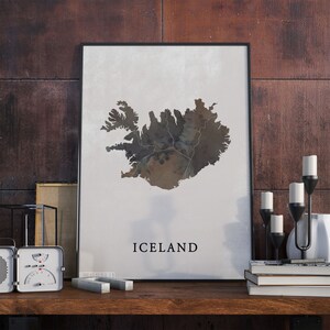 Iceland vintage style map print, Iceland map poster,  gift, Iceland wall art decor, old poster, gift coworker, VO81