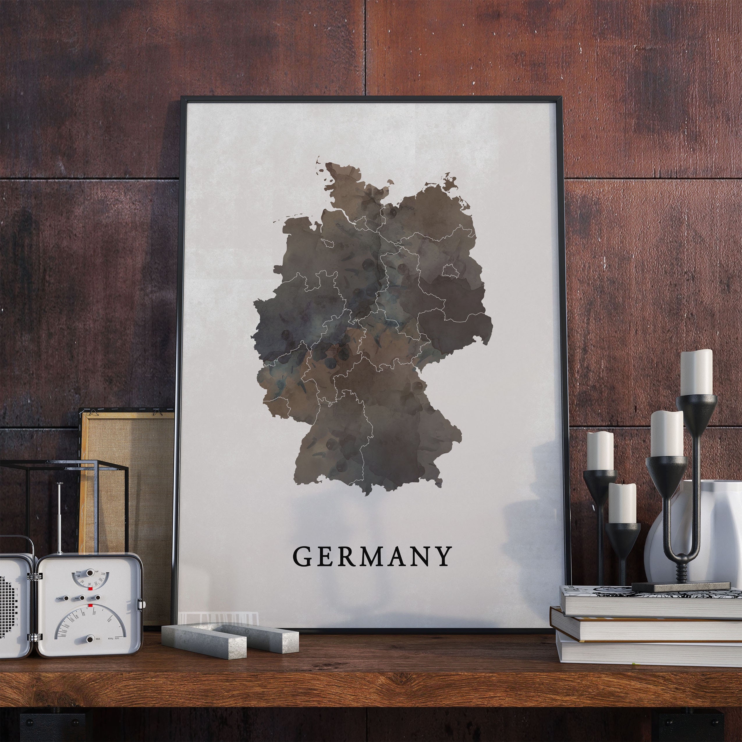 Germany Vintage Style Map Print Germany Map Poster Gift Etsy
