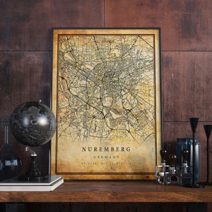Nürnberg Vintage Karte Poster Wand Kunst | Stadt Kunstwerk Druck | Antike, rustikale, alte Wohnkultur | Deutschland druckt Geschenk | M633