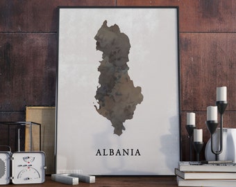 Albania vintage style map print, Albania map poster, Europe gift, Albania wall art decor, maps and decor, gift for papa, VO58