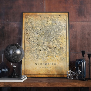 Nuremberg Vintage Map Poster Wall Art | City Artwork Print | Antique, rustic, old style Home Decor | Germany prints gift | M584