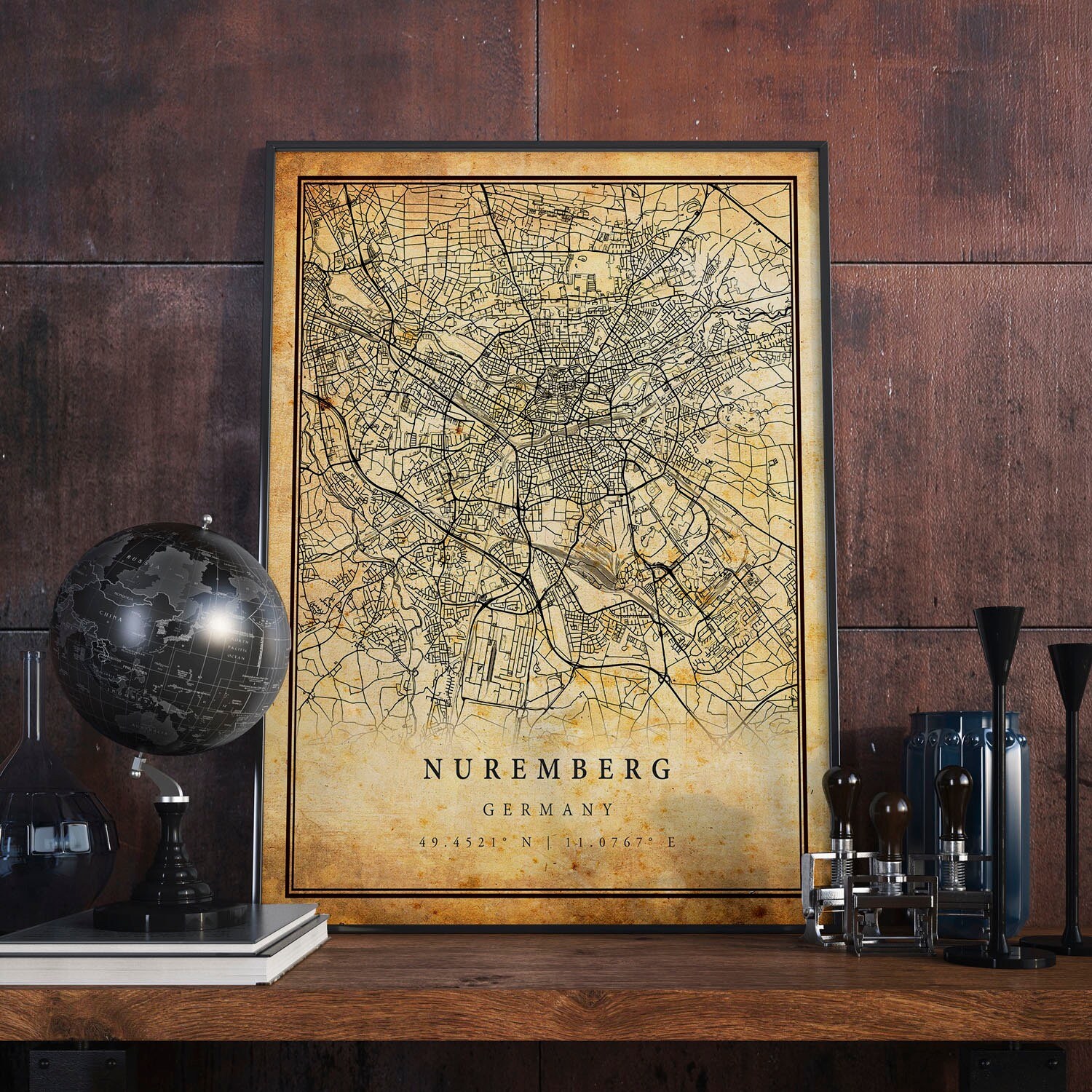 Nuremberg Germany Map Art Print: Vintage City Home Decor