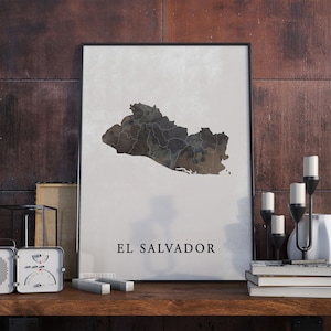 El Salvador vintage style map print, El Salvador map poster,  gift, El Salvador wall art decor, old poster, travel decor, VO117