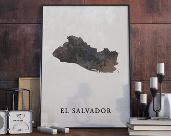 El Salvador Map Poster: Vintage Style Travel Decor