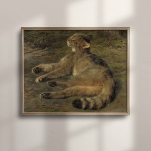 Antique Cat Painting: Vintage Pet Portrait Wall Art