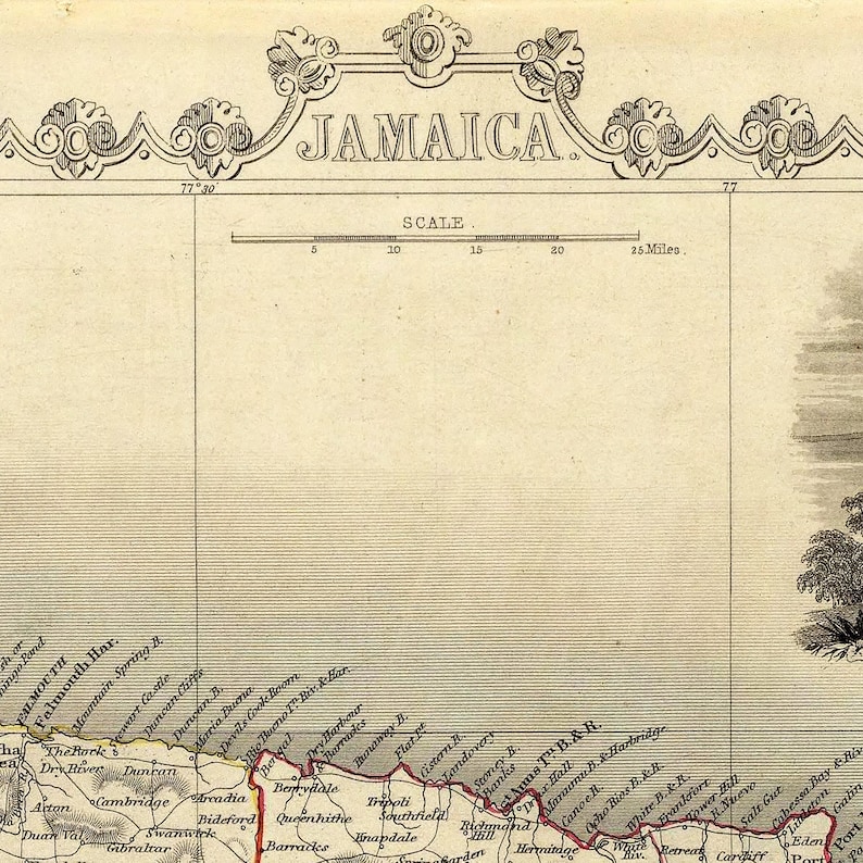 Antique Jamaica Map Print: 1851 Historic Wall Art image 8