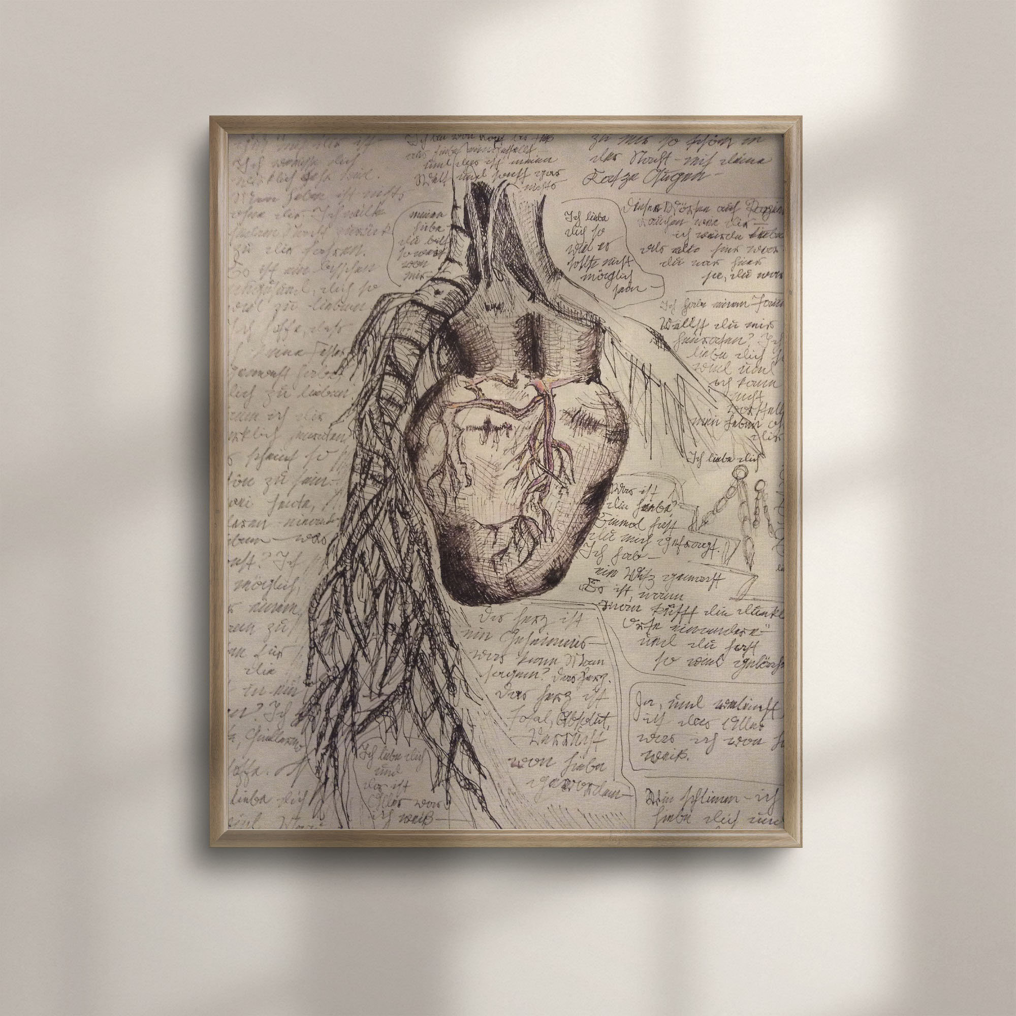 Da Vinci Anatomy Art: Human Heart Vintage Medical Print